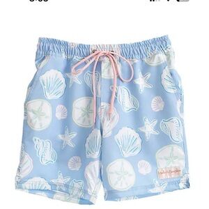 NWT Kids Swim Trunks in Light Blue Seashell Print